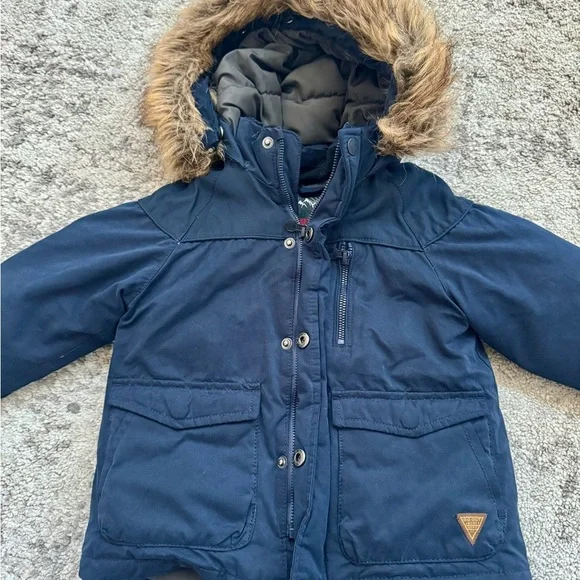 Zara BabyBoy Winter Parka Coat with Faux Fur Hood – Size 2/3 - Picture 3 of 5